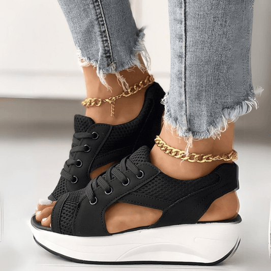 Lucia Stylish Mesh Wedge Sneakers