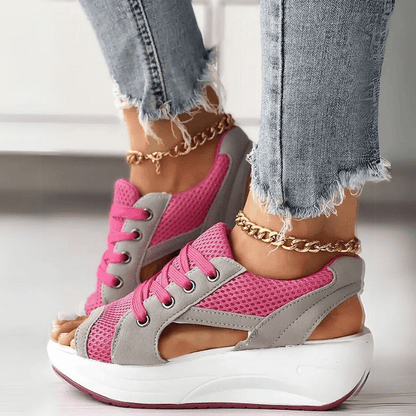 Lucia Stylish Mesh Wedge Sneakers