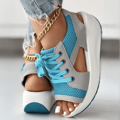 Lucia Stylish Mesh Wedge Sneakers