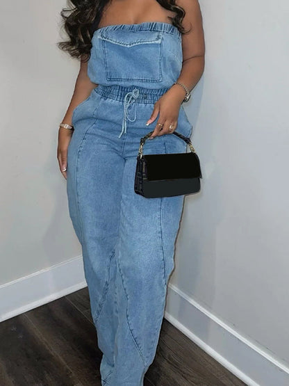 Denim Corset-Style Jumpsuit