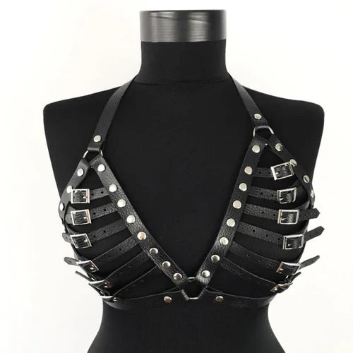 Leather Harness Bra