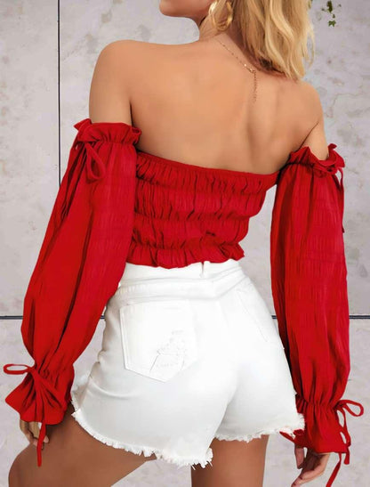 Linda™ | Cropped Top with Off-Shoulder and Ruffle Design