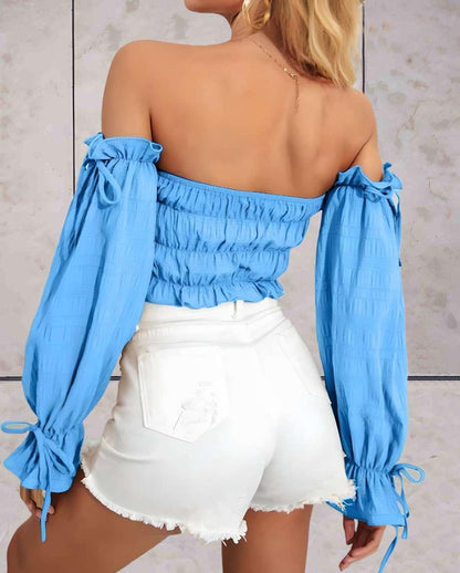 Linda™ | Cropped Top with Off-Shoulder and Ruffle Design