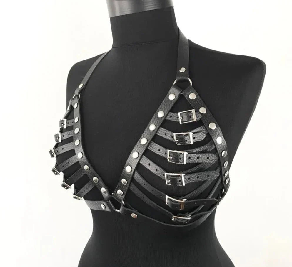 Leather Harness Bra