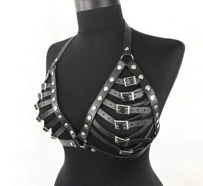 Leather Harness Bra