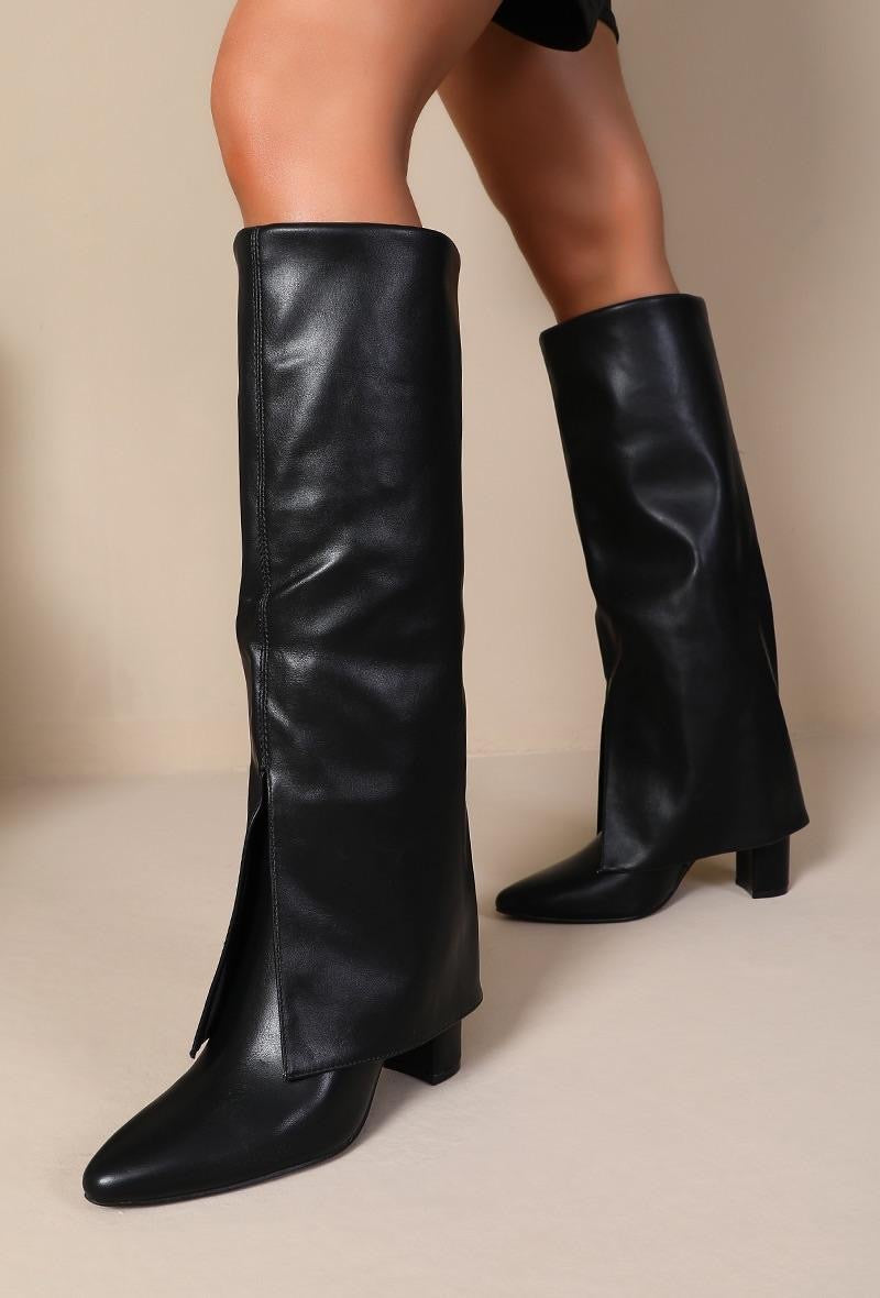 Black PU Omslag Boots