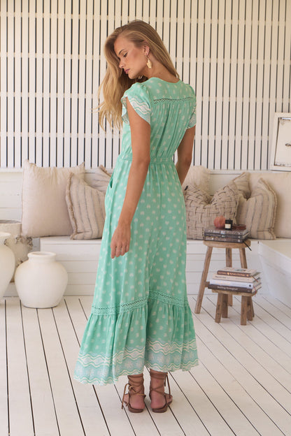 Sea Foam Carmen Maxi Dress