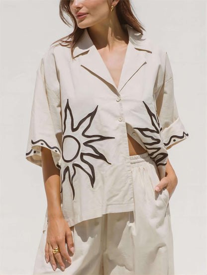 Sunshine Wide Leg Printed Pants Set