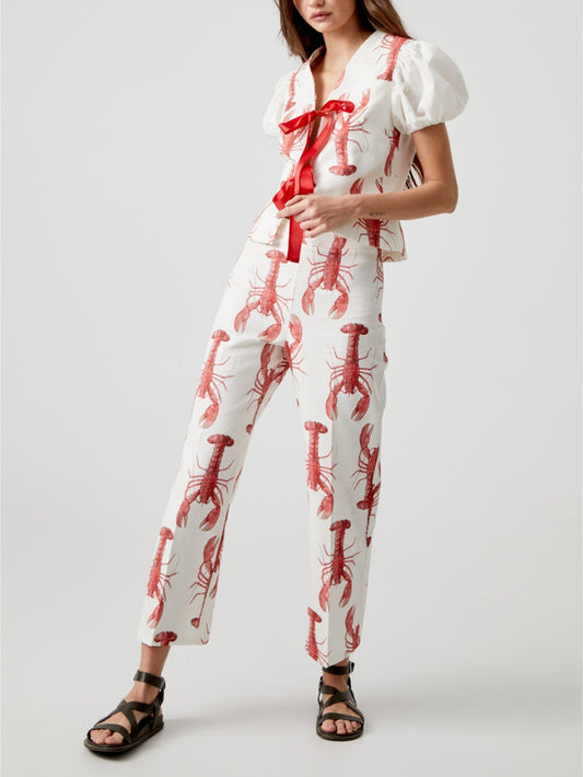 Lobster Pattern Straight Leg Pants Ensemble