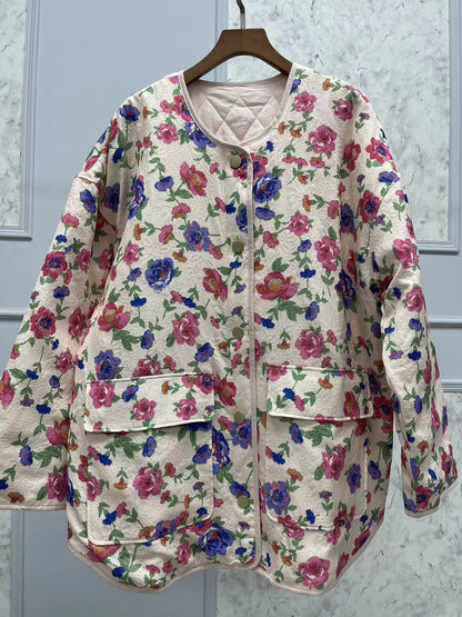 Embroidered Floral Pocket Cotton Jacket