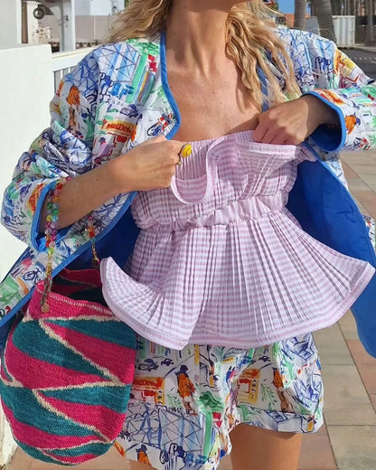 Graffiti-Style Jacket and Shorts Set