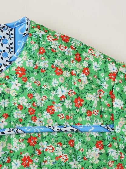 Relaxed Fit Floral Print Jacket in Green