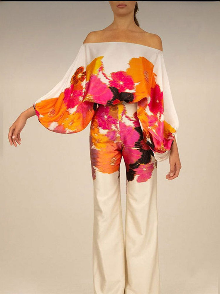 Orange Abstract Waves Two-Piece Outfit