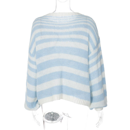 Striped Sweater in Blue and White Contrast