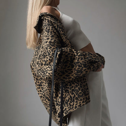 Retro Leopard Print Denim Jacket for Casual Street Style
