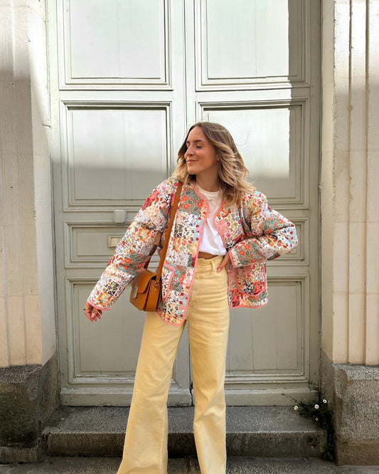 Printed Jacket with Patchwork Design