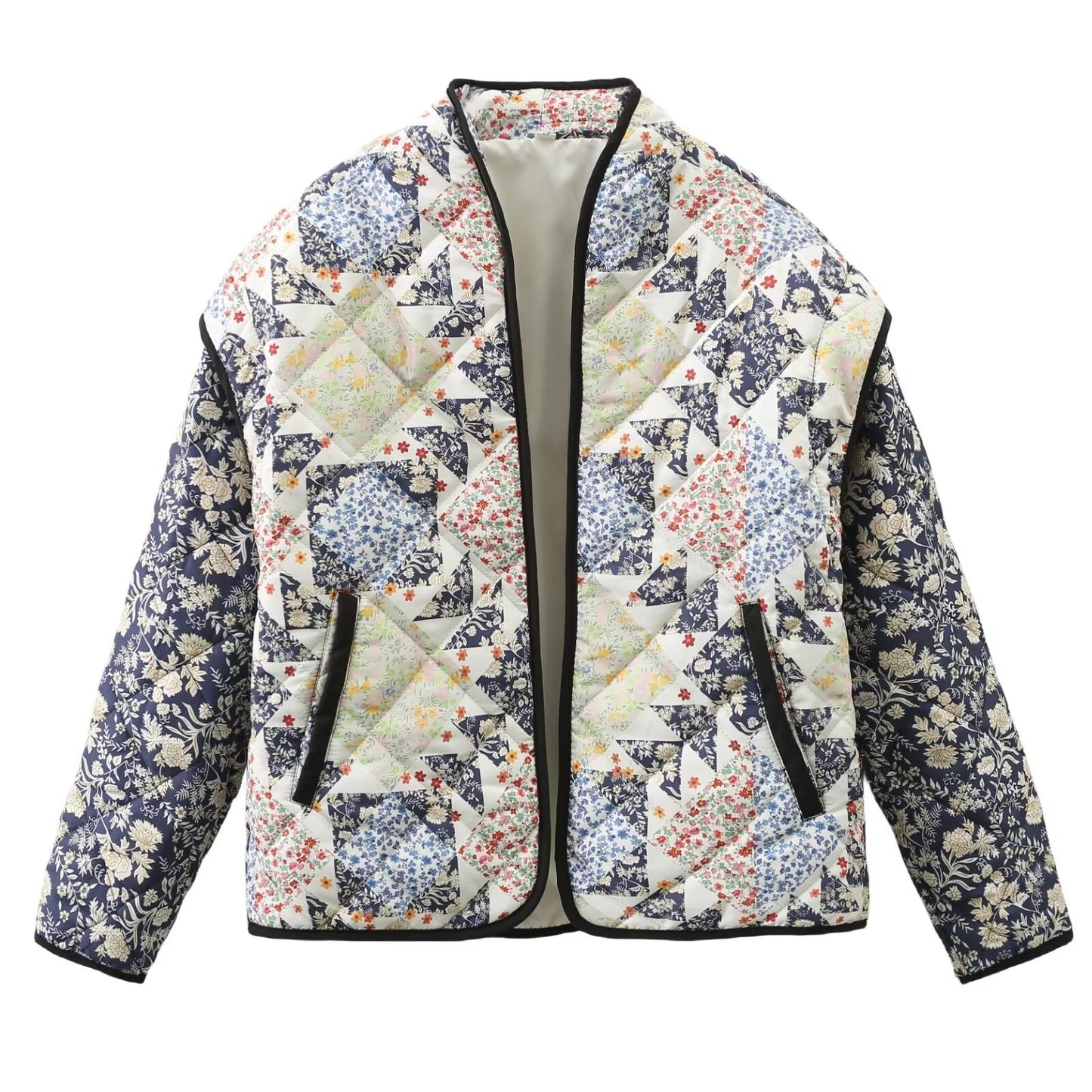 Patterned Oversized Quilted Jacket