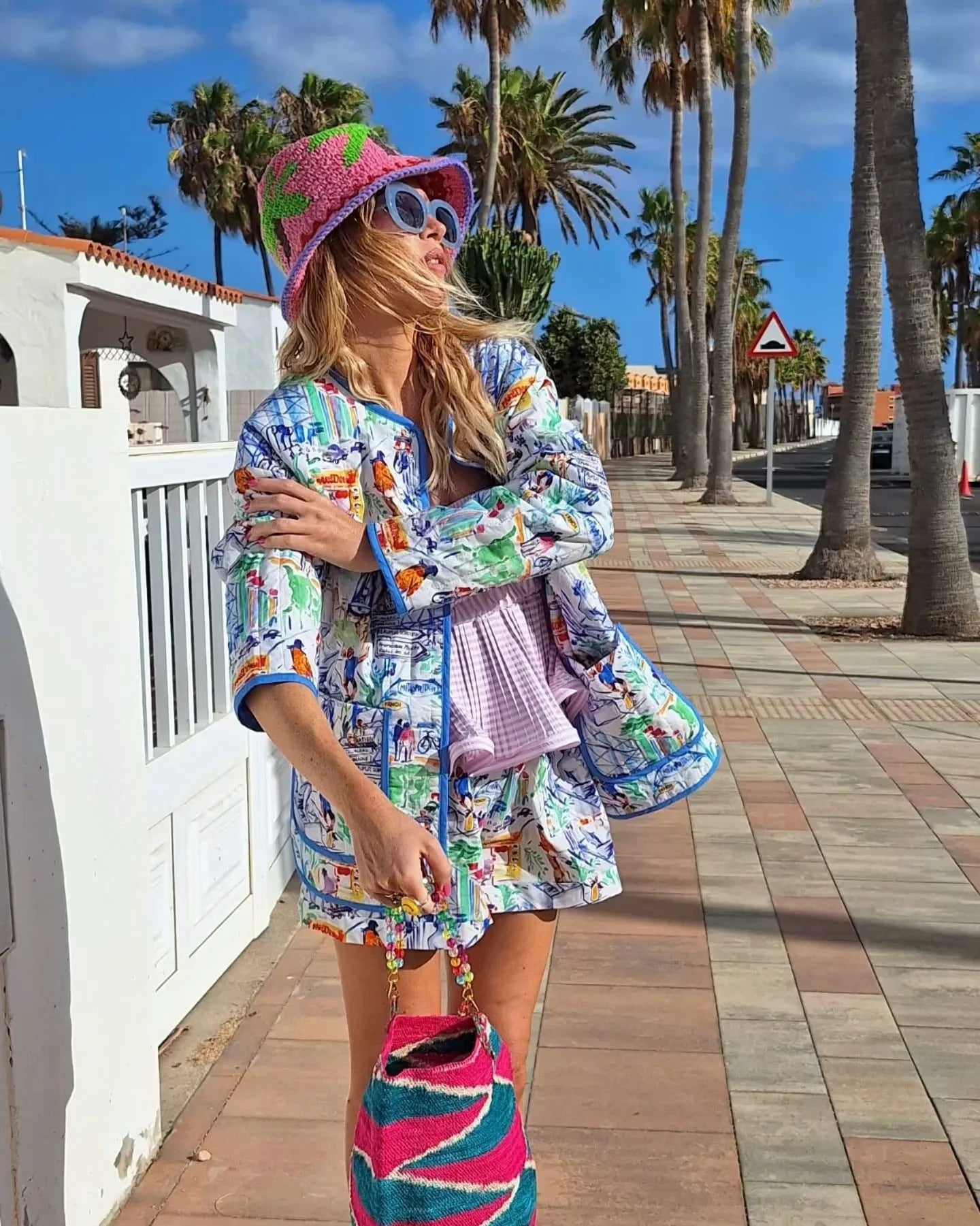 Graffiti-Style Jacket and Shorts Set