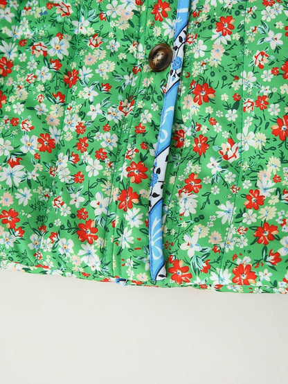 Relaxed Fit Floral Print Jacket in Green
