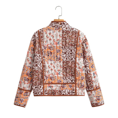 Floral Patchwork Oversized Jacket with Drop Shoulders