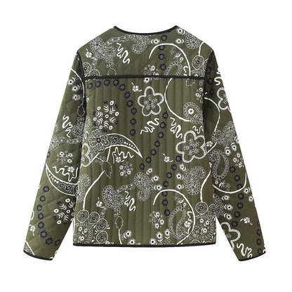 Quilted Jacket with Ethnic Floral Design