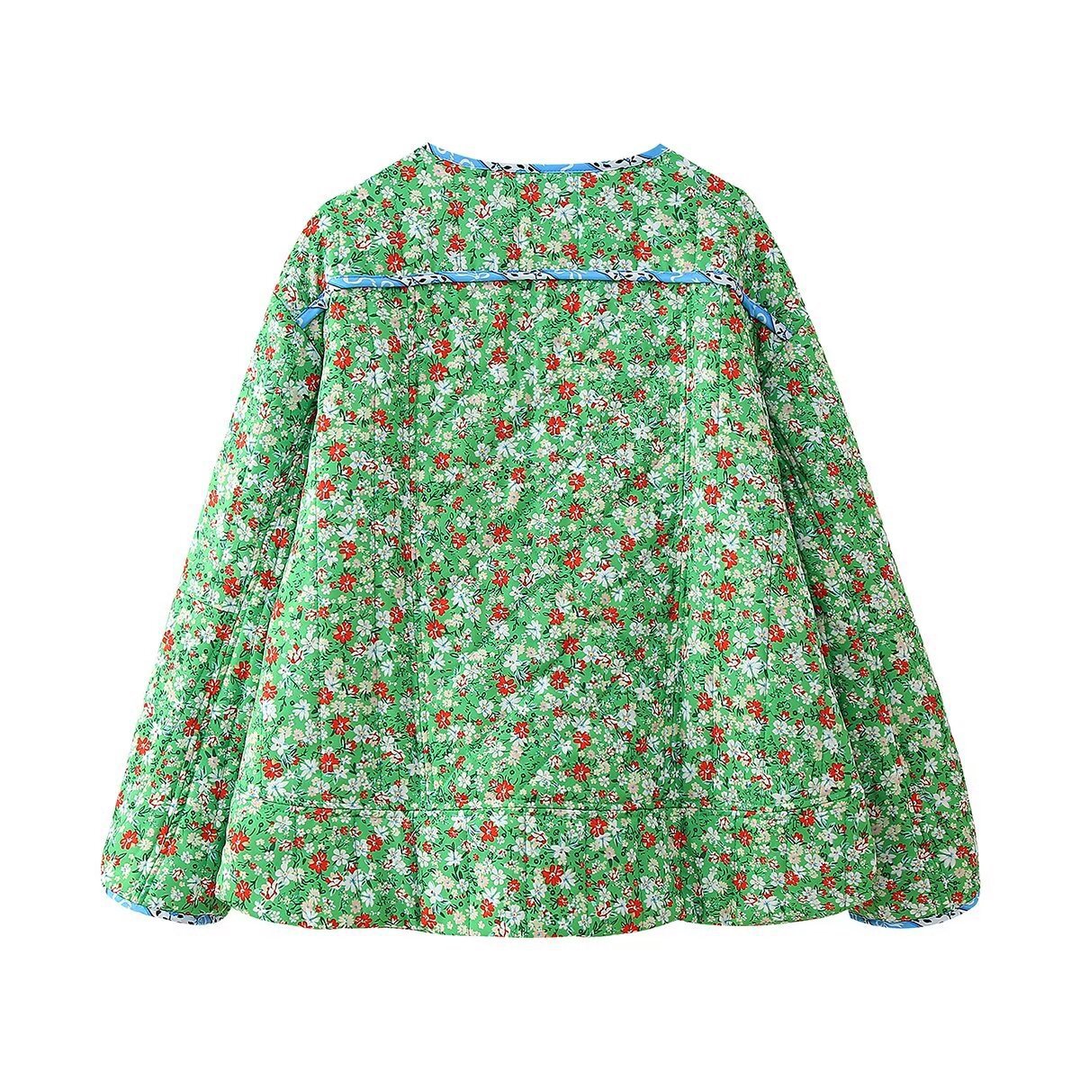 Relaxed Fit Floral Print Jacket in Green