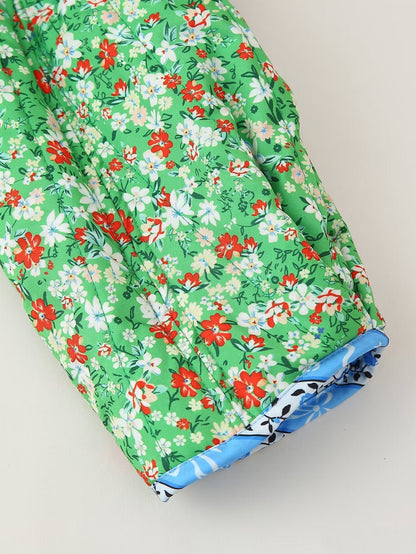 Relaxed Fit Floral Print Jacket in Green