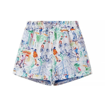 Graffiti-Style Jacket and Shorts Set
