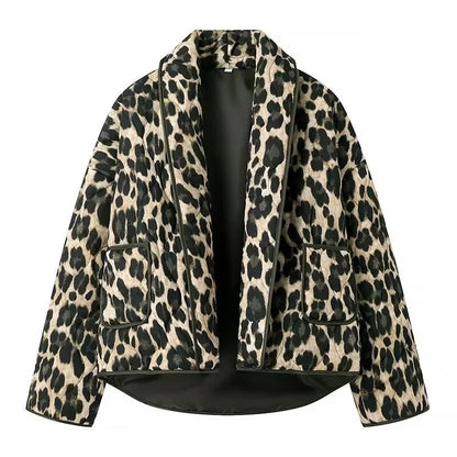 Quilted Jacket with Leopard Print