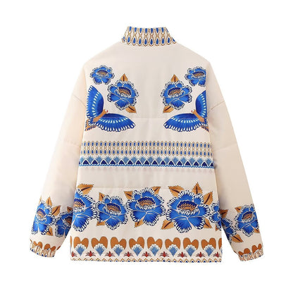 Floral Blue Drop Shoulder Jacket