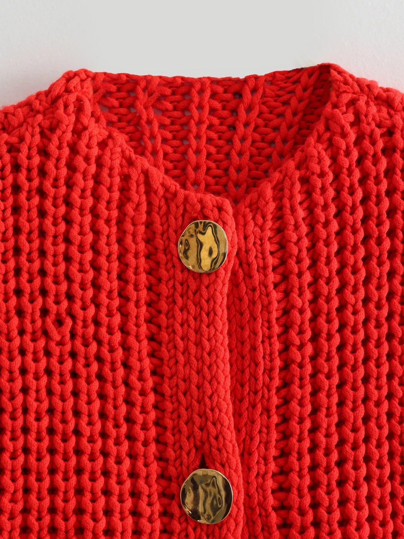 Chunky Knit Cardigan with Bold Buttons in Solid Color
