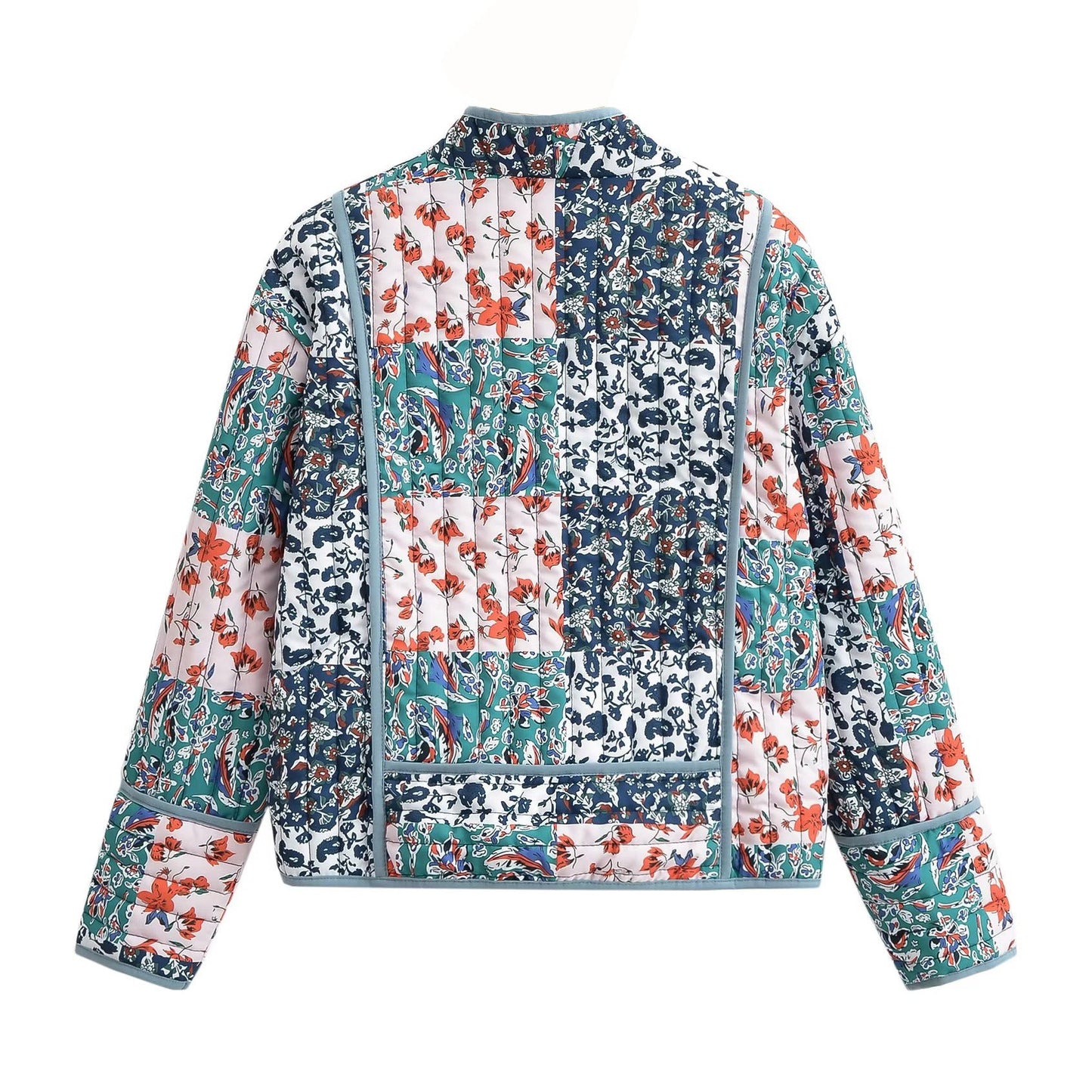 Floral Patchwork Oversized Jacket with Drop Shoulders