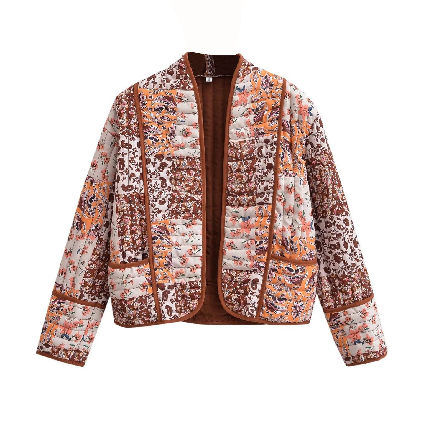 Floral Patchwork Oversized Jacket with Drop Shoulders