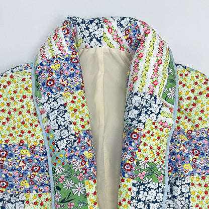 Floral Patchwork Jacket in Yellow-Green