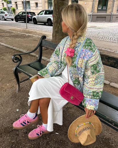 Floral Patchwork Jacket in Yellow-Green