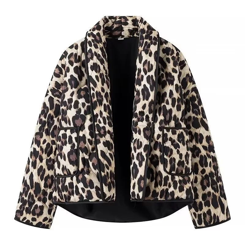 Quilted Jacket with Leopard Print