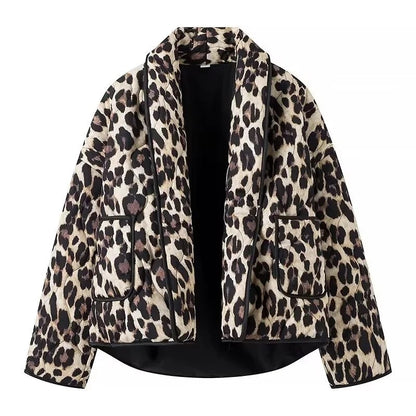Quilted Jacket with Leopard Print
