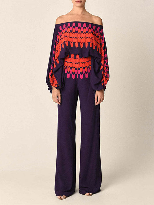 Purple Abstract Waves Two-Piece Outfit