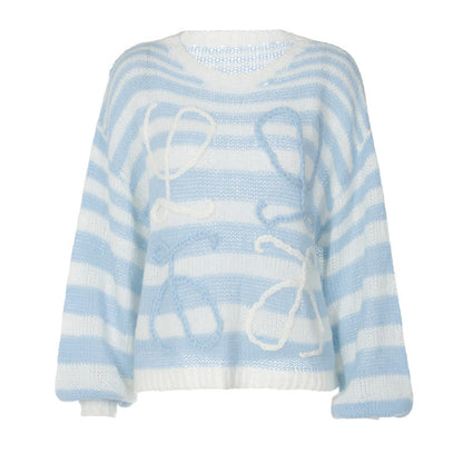 Striped Sweater in Blue and White Contrast