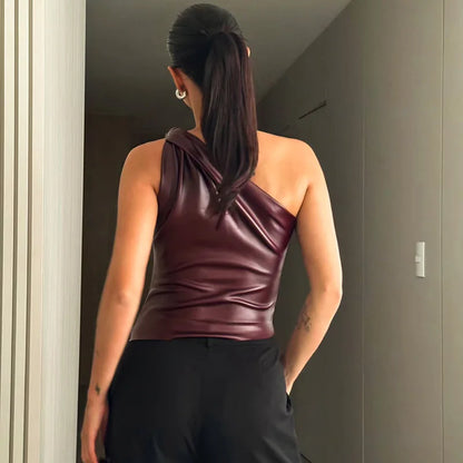 Emma Faux Leather Top