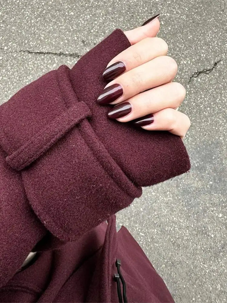 Lisa Elegant Burgundy Long Coat