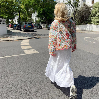 Printed Jacket with Patchwork Design