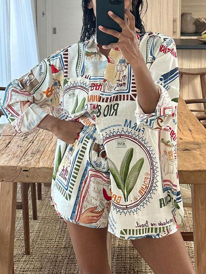 Relaxed Fit Printed Pants Ensemble