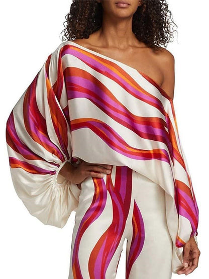 Fuchsia Abstract Waves Two-Piece Ensemble