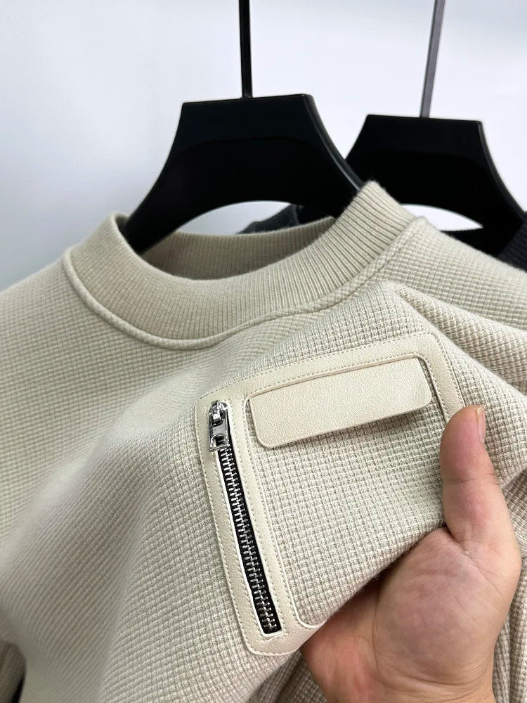 Sweater With Leather Stitching