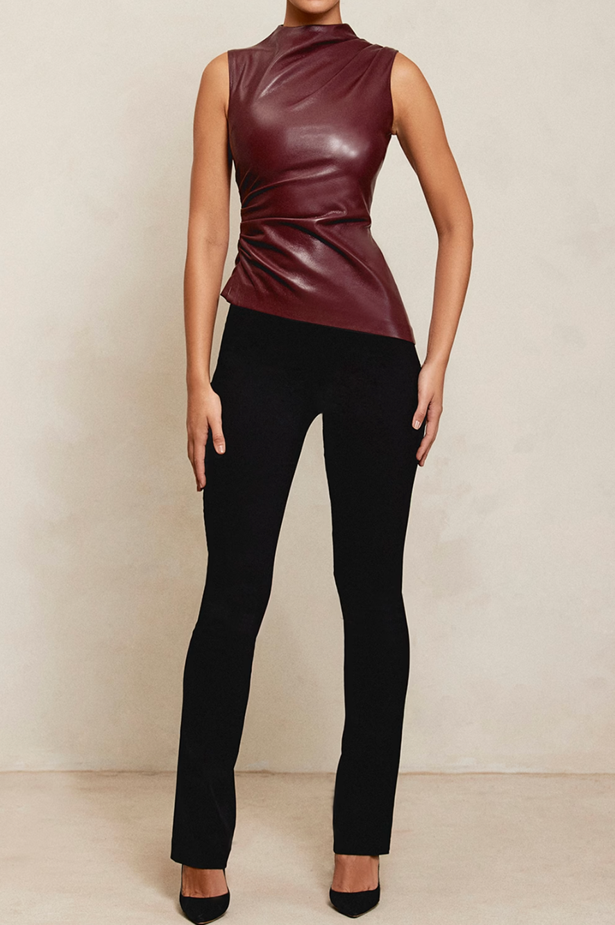 Solira Luxe Slim-Fit Leather Top