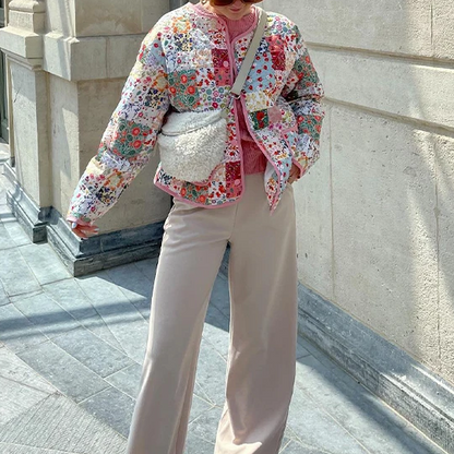 Printed Jacket with Patchwork Design