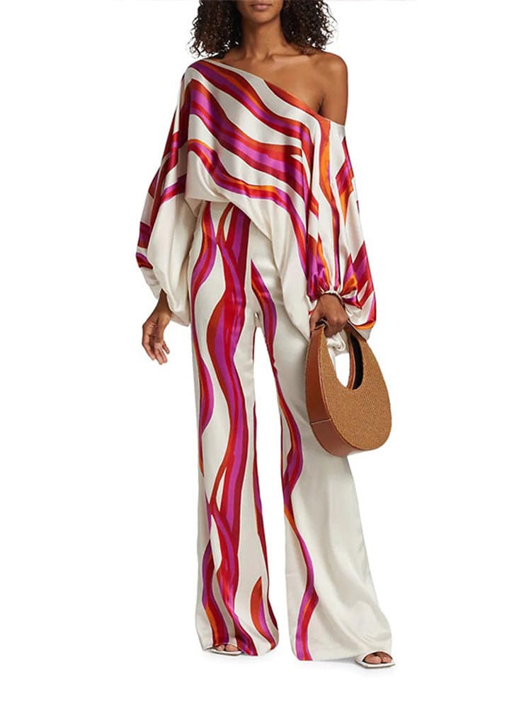 Fuchsia Abstract Waves Two-Piece Ensemble
