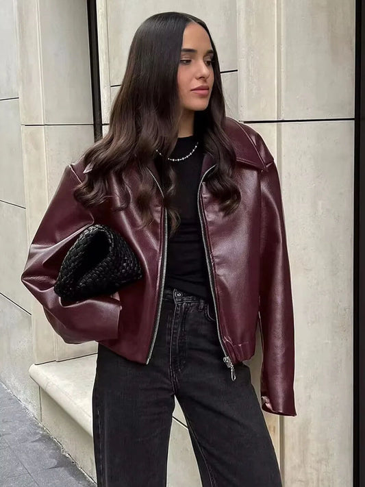 Zorielle Wine Red Zip Jacket