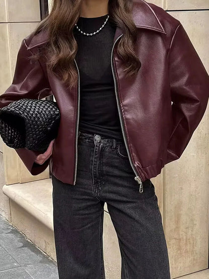 Zorielle Wine Red Zip Jacket